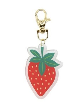 New Strawberry Bag Charm Keychain - Red & Green